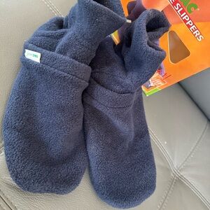 Unisex Heated Navy Blue Fleece Slipper Socks